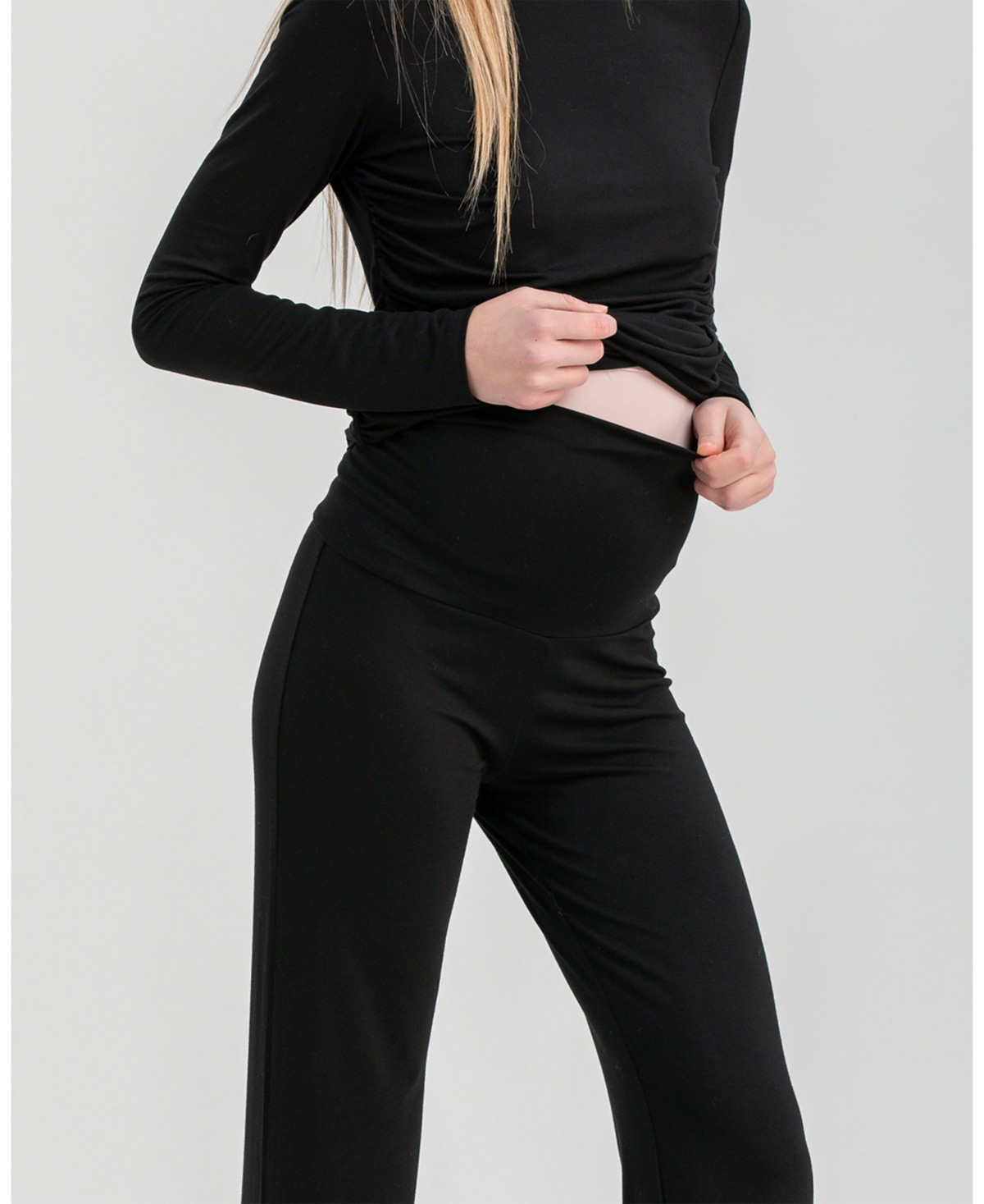 Pietro Brunelli Maternity Travis Trousers with Ruched Waist and Flared Fit
