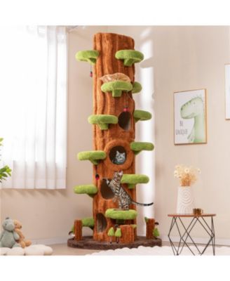 90.5'' Tall Multifunctional Cat Tree w/ Private Condos Sisal Covered Scratching Panel