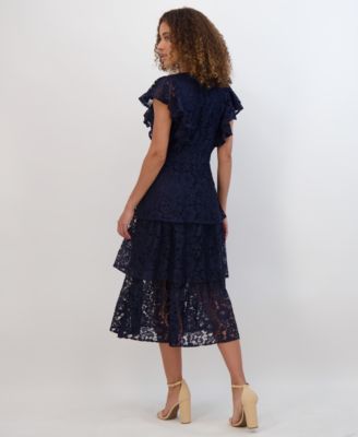 Women's Tiered Lace Midi Dress 