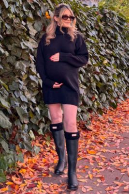 Maternity Beige Turtle Neck Mini Sweater Dress