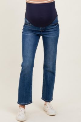 Maternity Dark High Rise Crop Straight Jeans