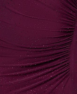 Plus Size Long-Sleeve Asymmetrical Neck Gown