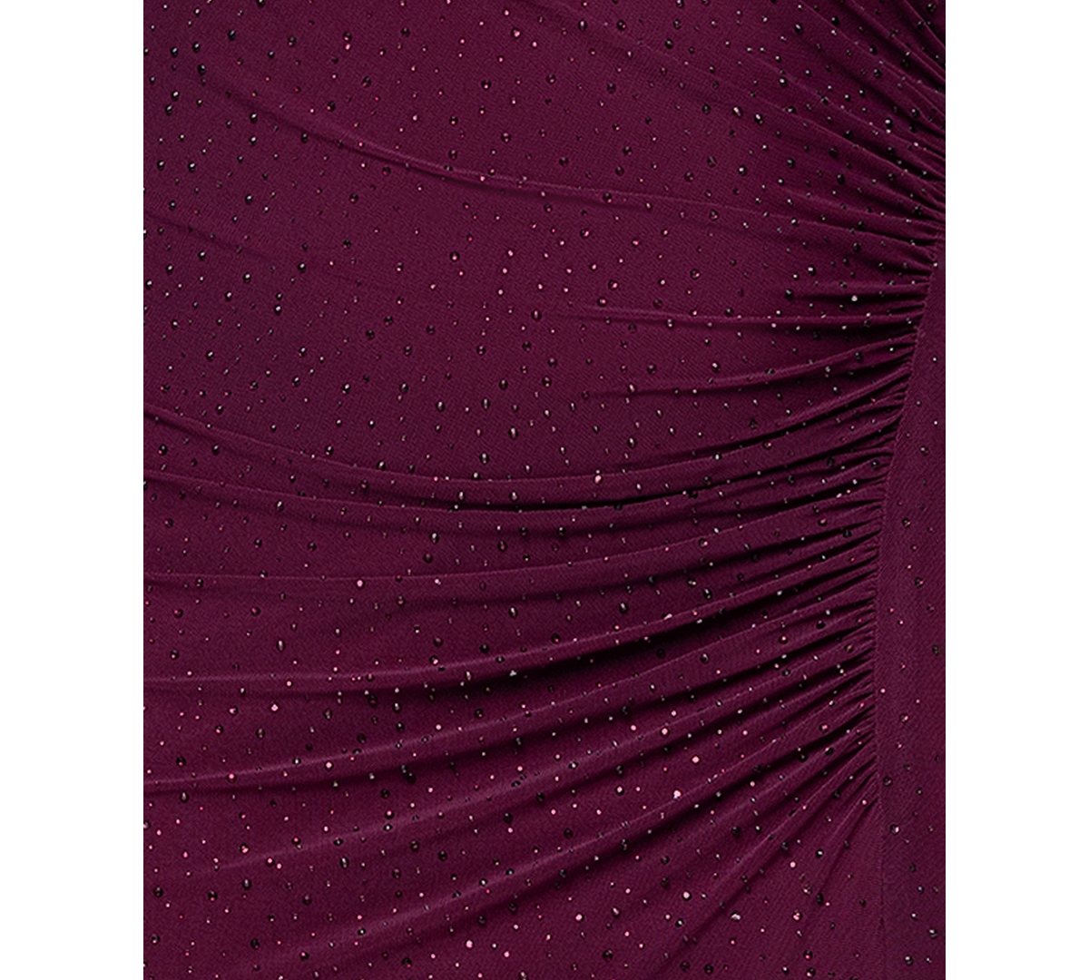 Betsy & Adam Plus Long-Sleeve Asymmetrical Neck Ballgown