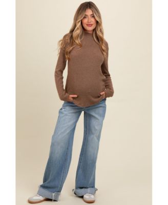 Maternity Light Blue Cuffed Baggy Wide Leg Jeans