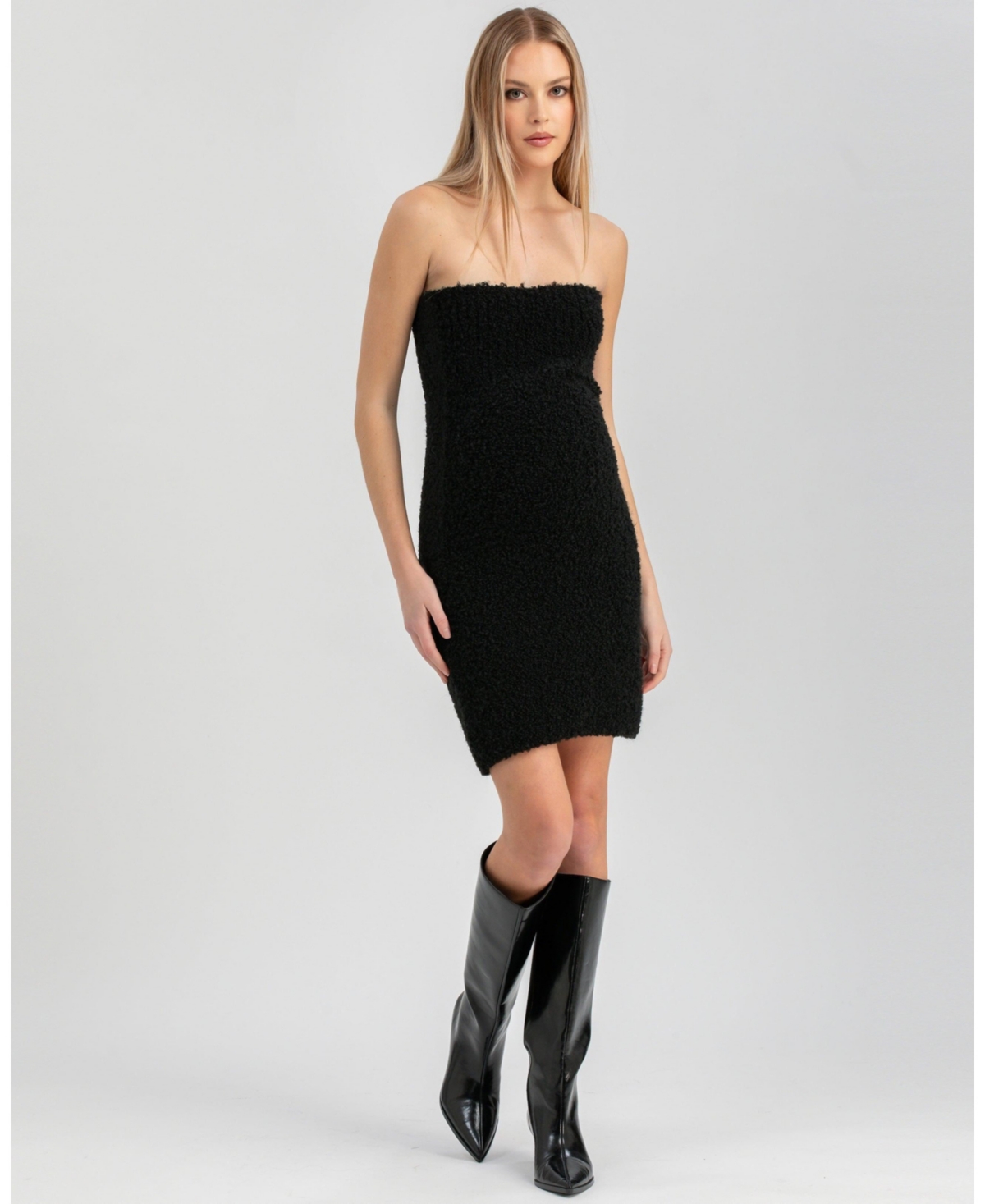 Pietro Brunelli Maternity Maternity Strapless Tweed Bodycon Mini Dress Verbier In Black