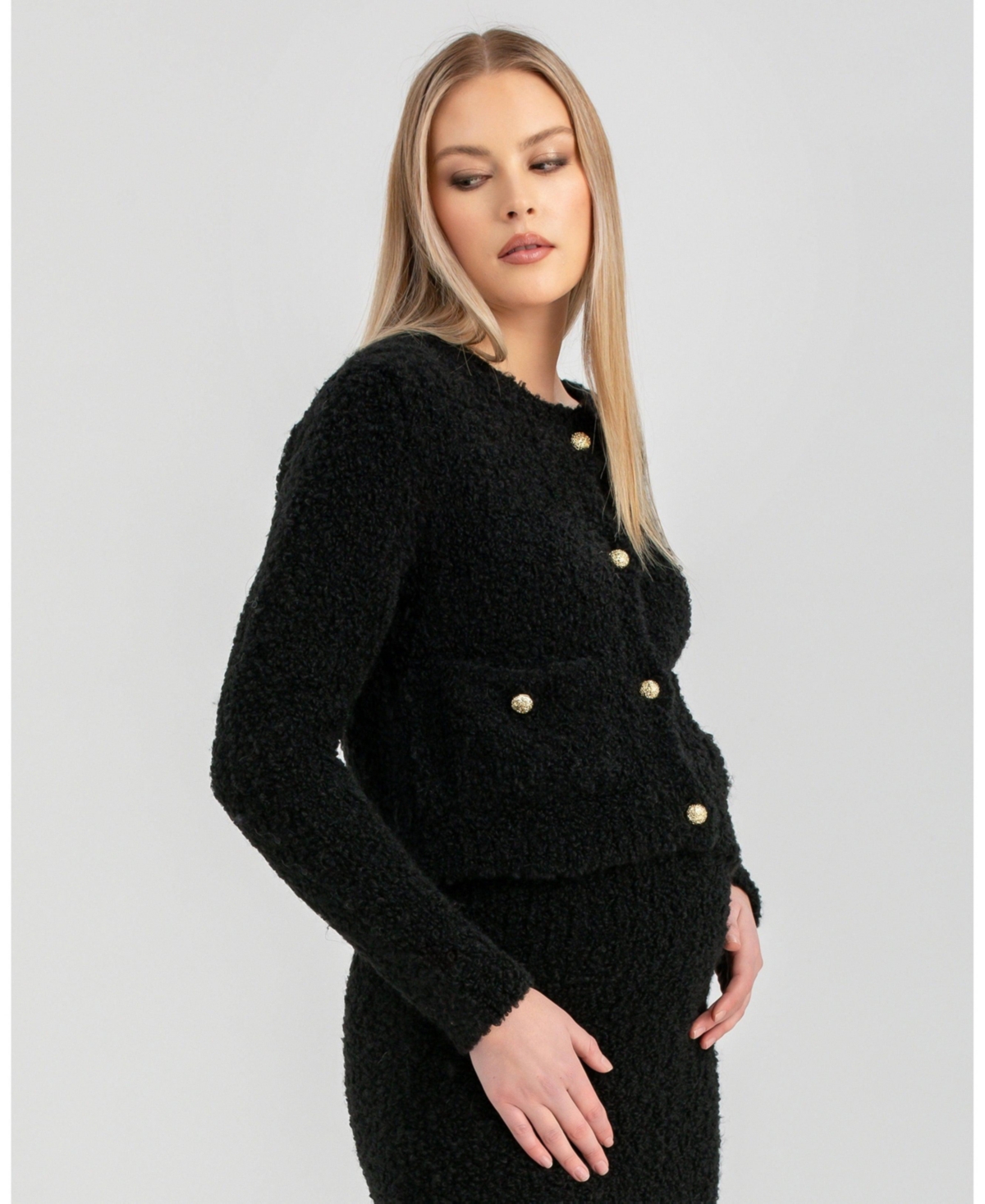 Pietro Brunelli Maternity Button-Front Cardigan Courchevel with Pockets