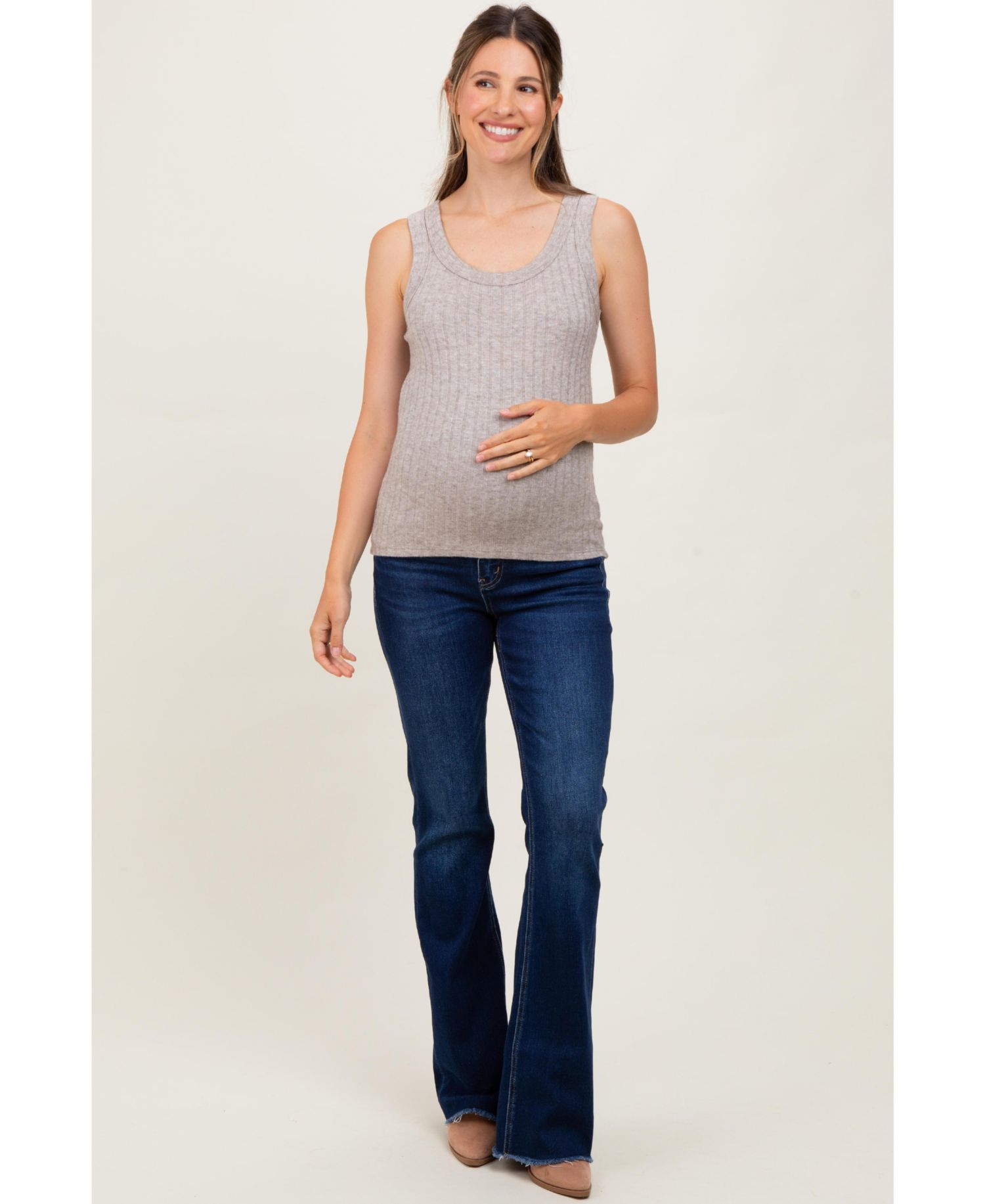 Women's Navy Raw Hem Bootcut Jeans