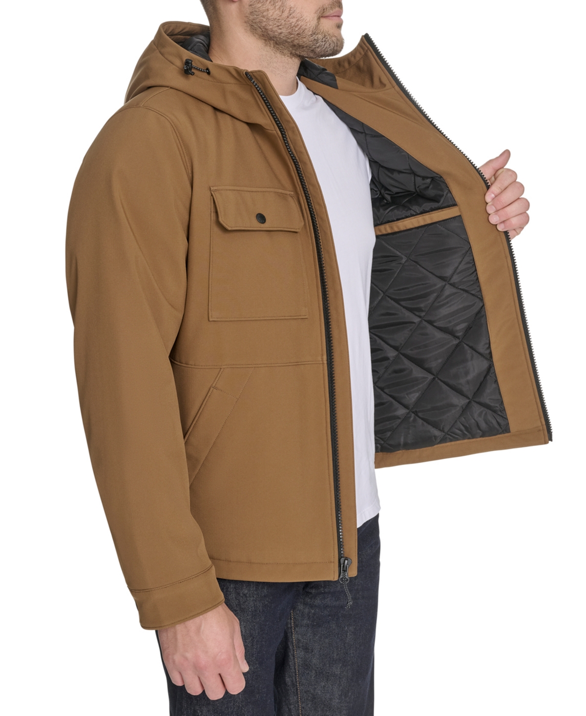 Levi's Men's Rib Stop Softshell With Hood Jacket In Blue