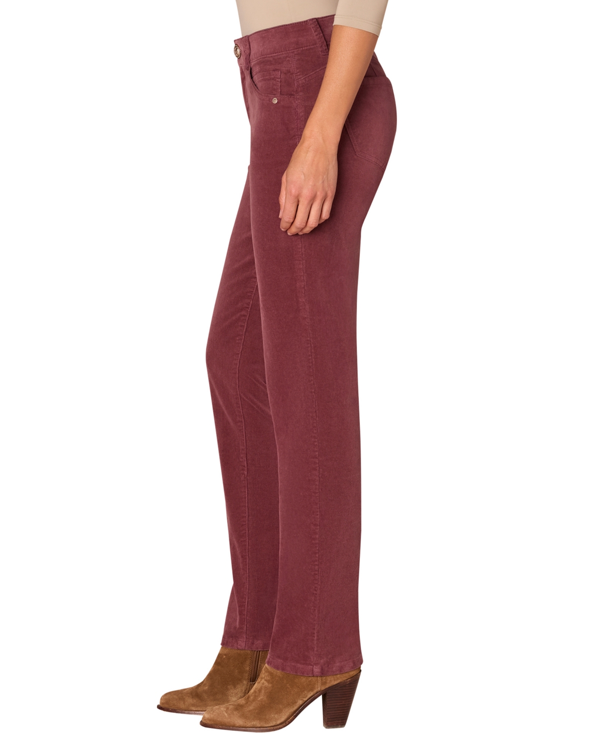 Democracy Petite "ab"solution Corduroy Straight-leg Jeans In Red