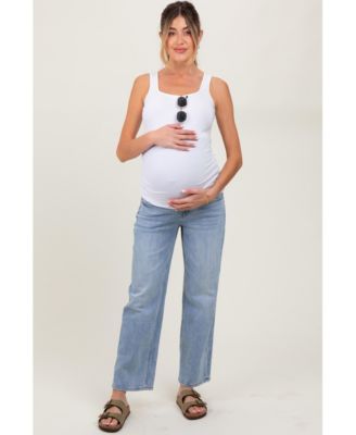 Maternity Blue Straight Leg Ankle Jeans