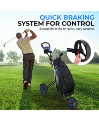 Foldable 3-Wheel Golf Push Cart with Deluxe Scorecard Holder