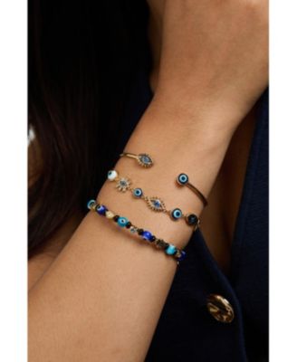 Evil Eye Beaded Bangle Bracelet