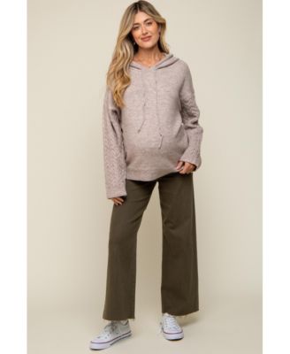 Maternity Mixed Knit Hooded Sweater