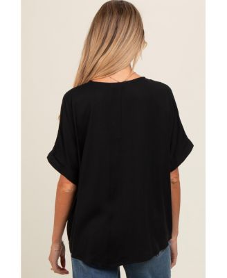 Maternity Olive V-Neck Pin-Tuck Detail Top