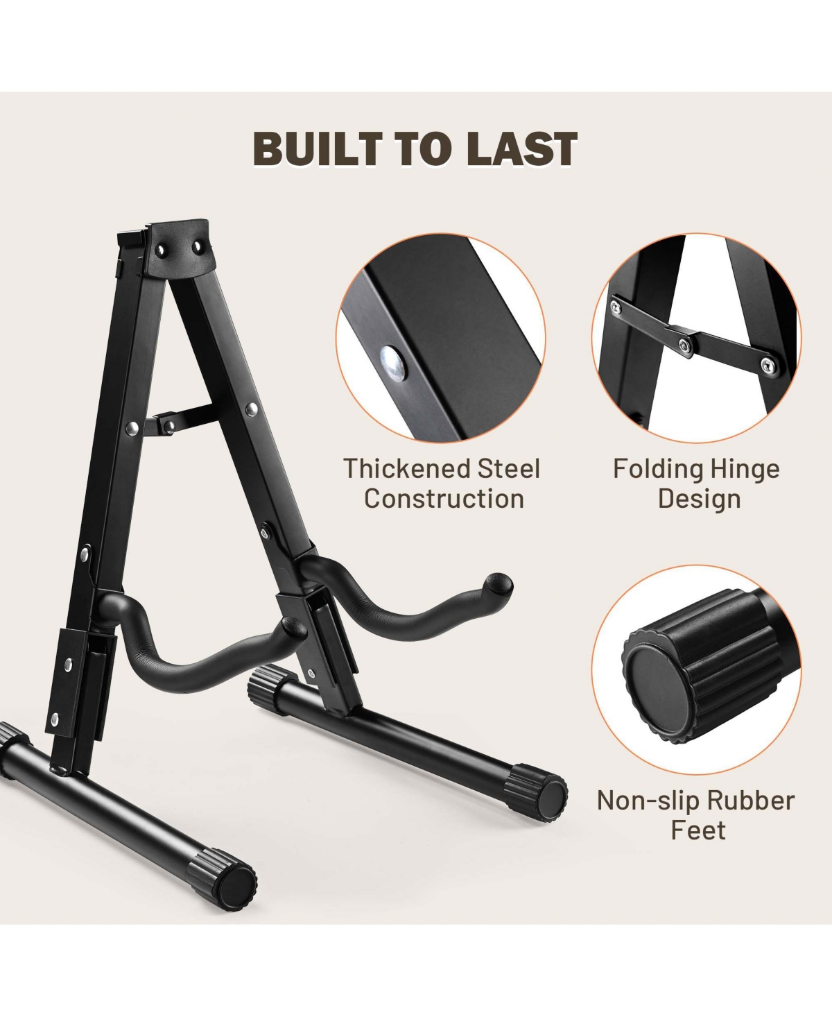 Yescom Folding Guitar Stand Floor A-Frame with Foam Arms Black Instrument Display Stand Universal Fit for Acoustic Guitars Banjo Electric Bass