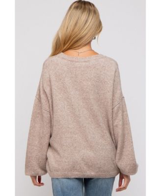 Taupe Basic Drop Shoulder Maternity Sweater