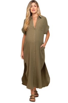 Maternity Button Down Midi Dress