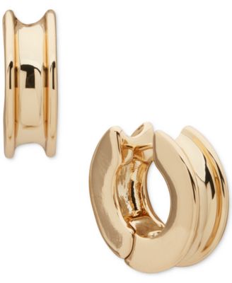 Anne Klein - Gold Tone 19MM Concave Huggie Earrings
