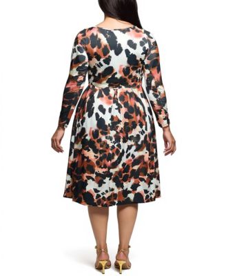Plus Size Long Sleeve Midi Dress