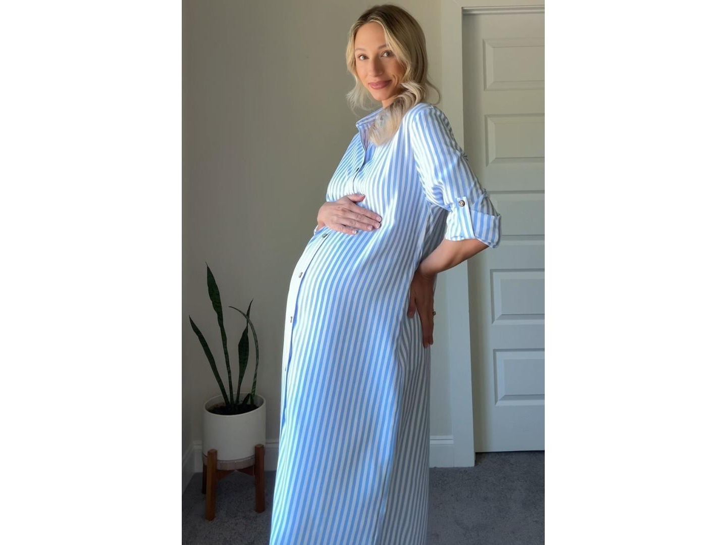 Женское платье Pinkblush Striped Button Down Maxi, цвет: Светлый синий — фото 2