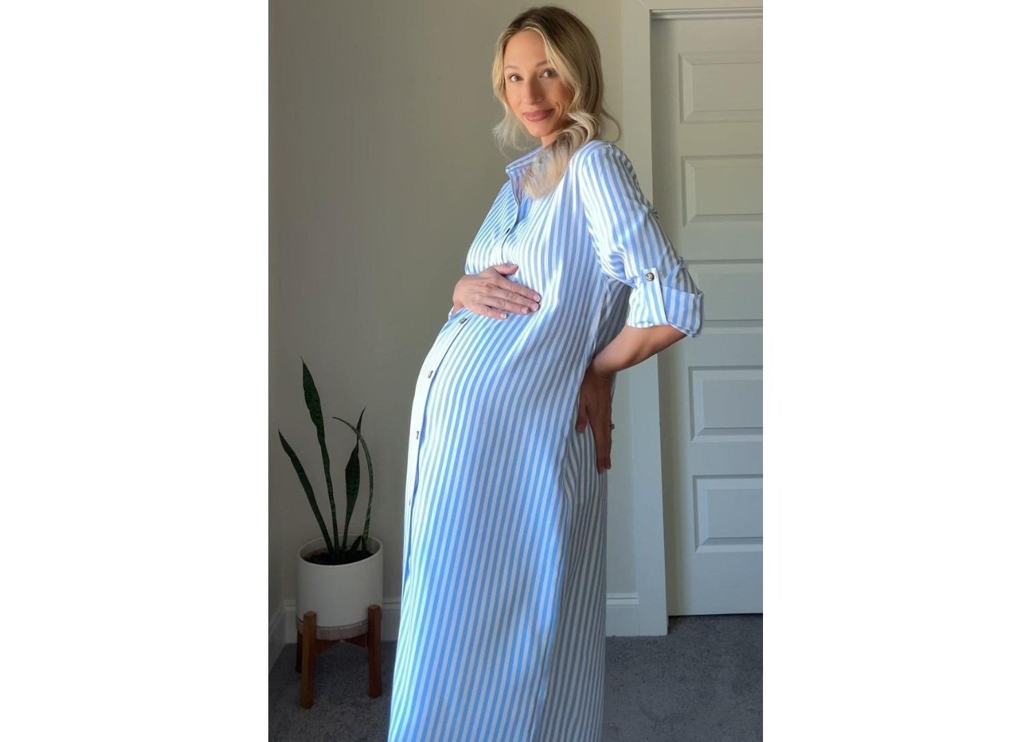 Women's Striped Button Down Maxi Dress