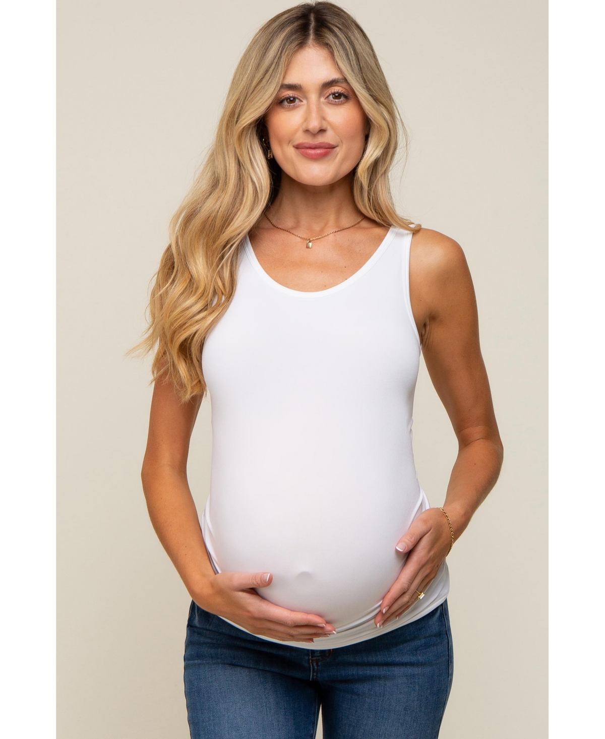 Pinkblush White Basic Seamless Maternity Tank