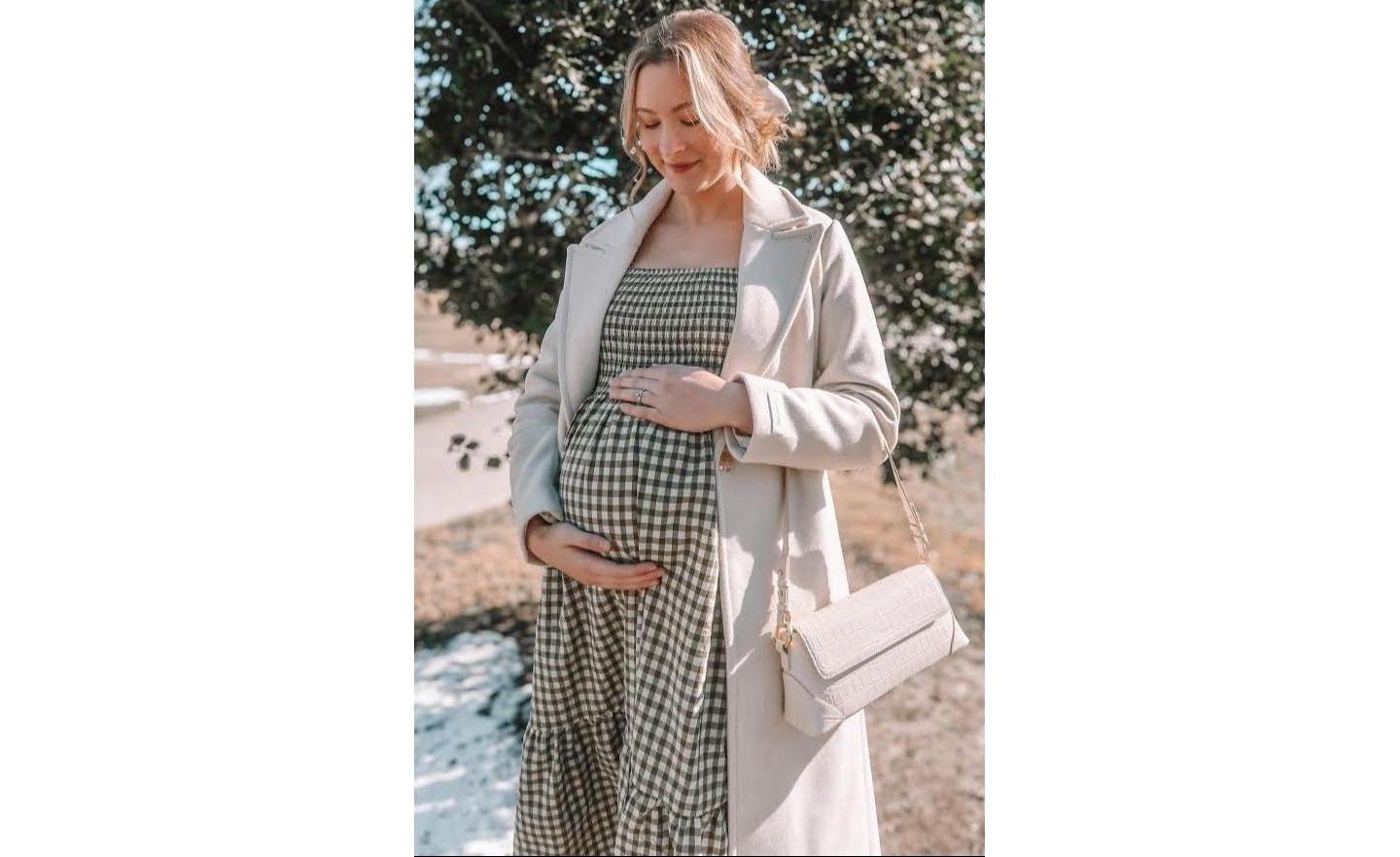 Женское платье Pinkblush Olive Gingham Long Sleeve Midi, цвет: Оливковый зелёный — фото 4