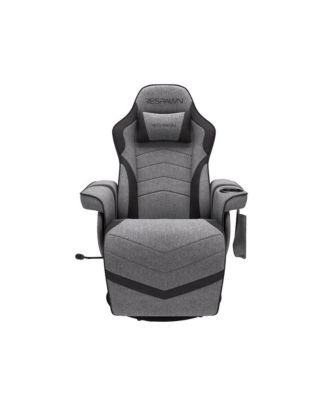 Reclining Gaming Chair with Footrest - Gray Fabric