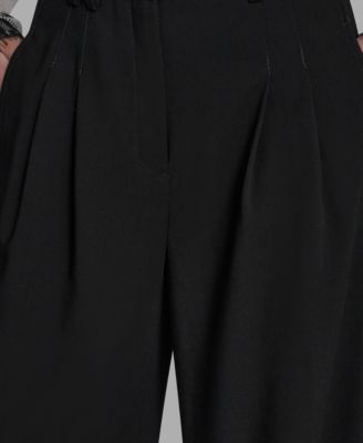 Women's Pleated Back Notch Wide Leg Pants