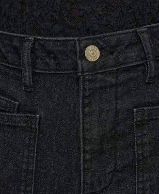 Women's Barrel Leg Knee Seam Mid Rise Jeans