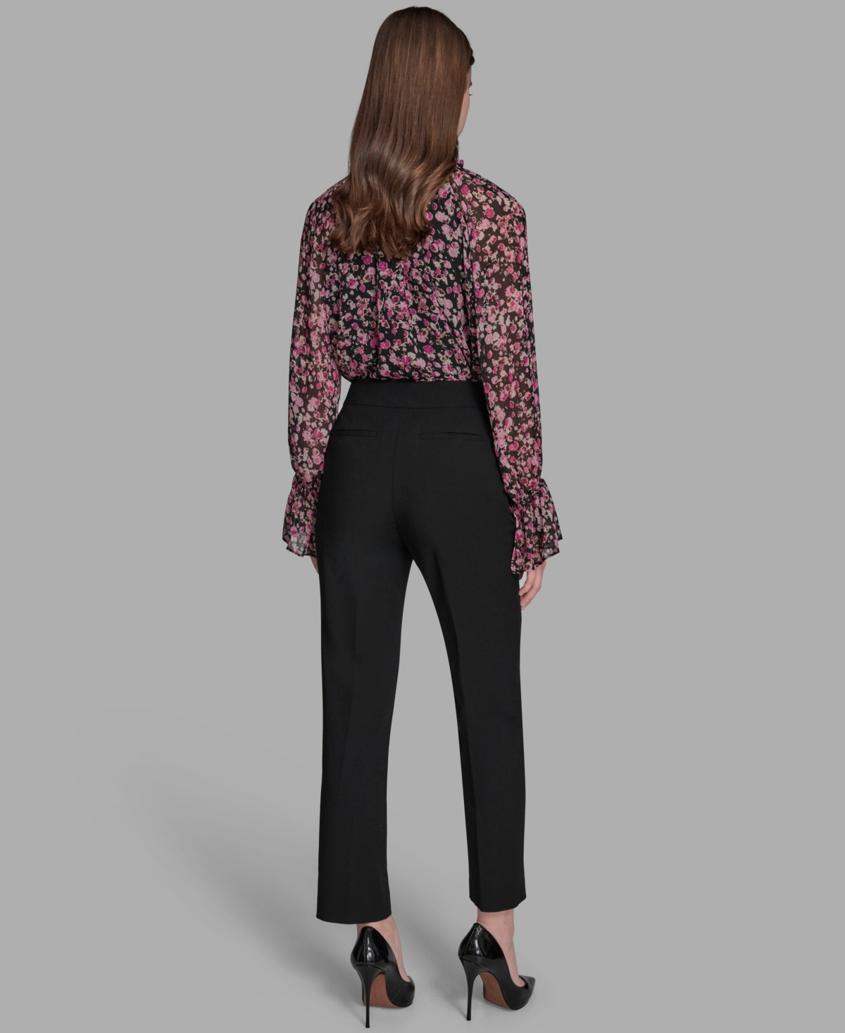 Bcbg Women's Flat Front Two Button Tab Mid Rise Pants In Black