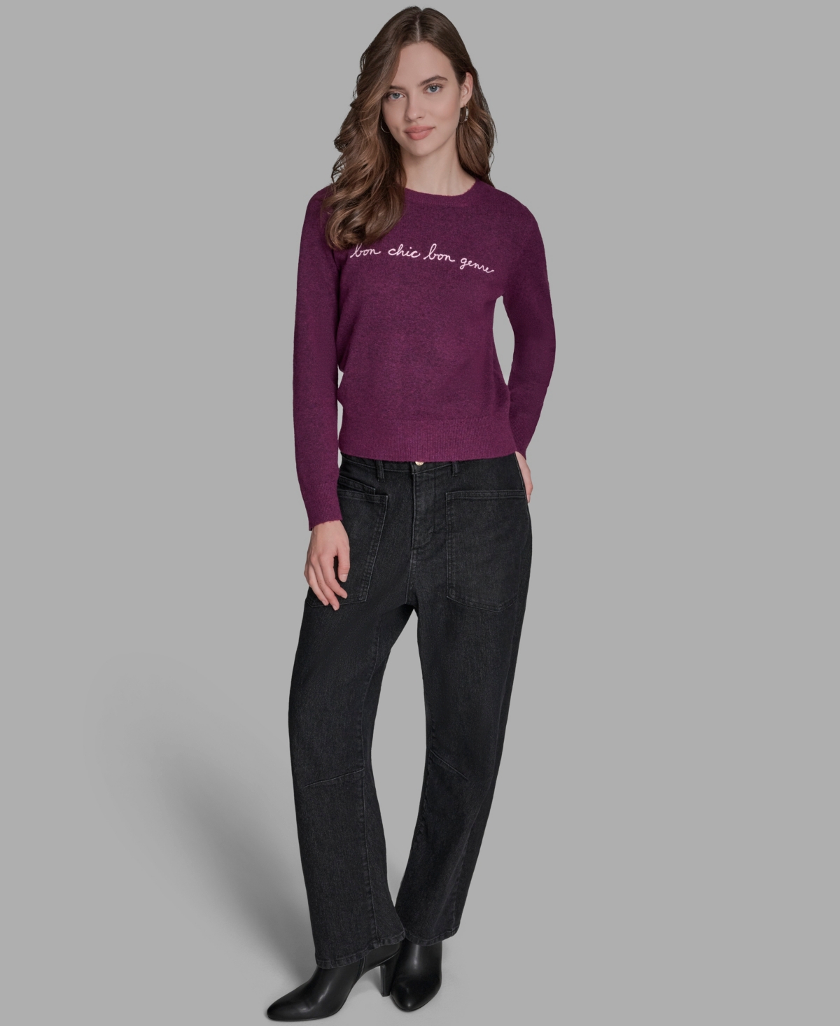 Bcbg Women's Bon Chic Genre Long Sleeve Sweater In Burgundy