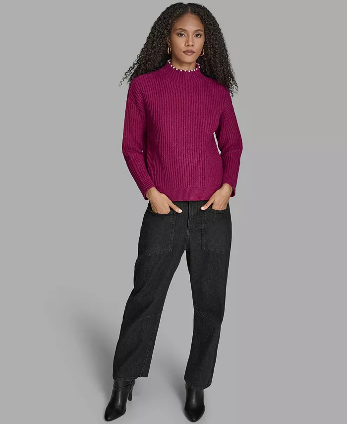 Women's Long Sleeve Mock Neck Sweater - thumbnail 3