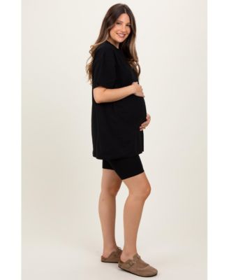 Maternity Black Biker Shorts Set