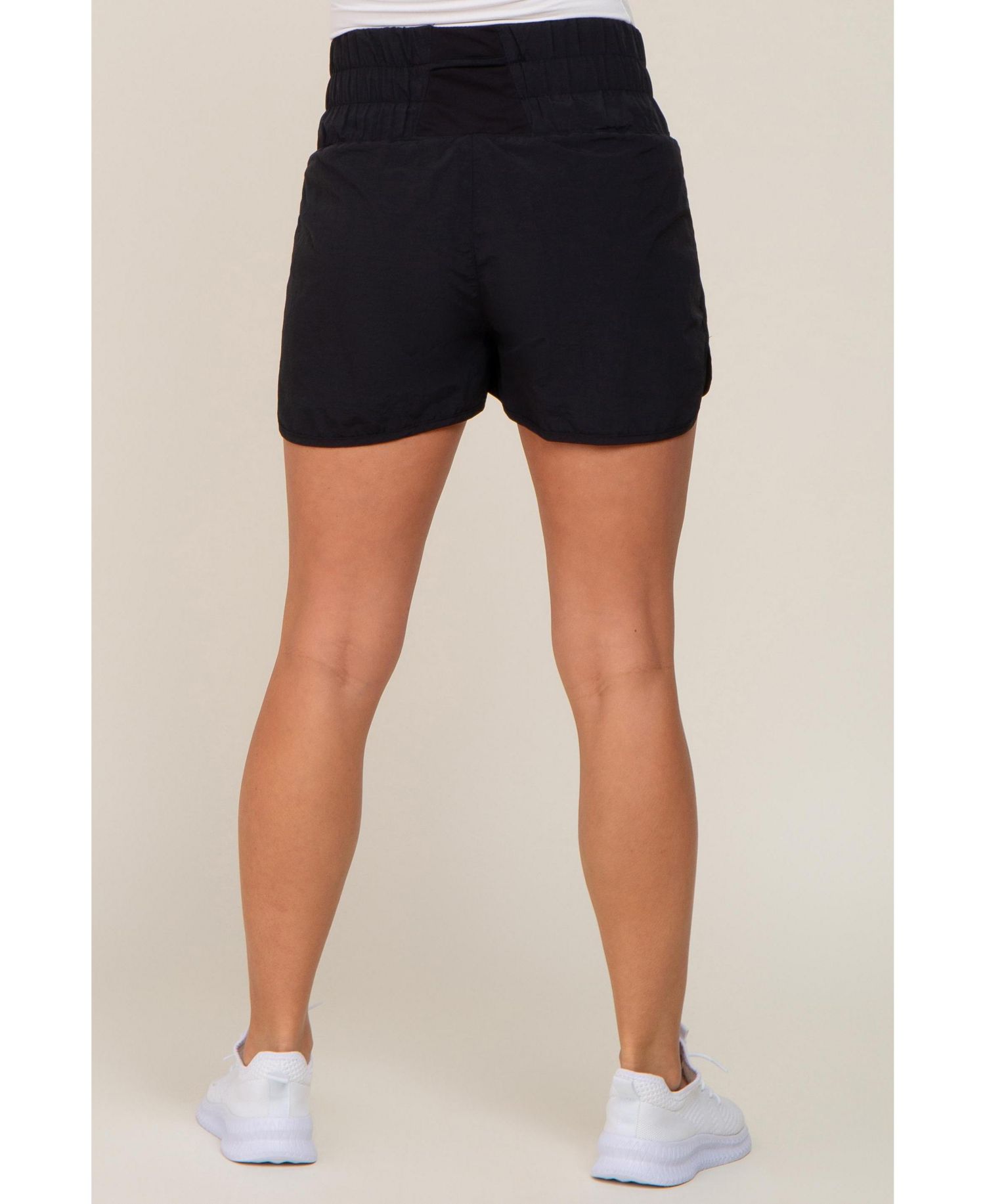 Women's Black Curved Hem Active Shorts