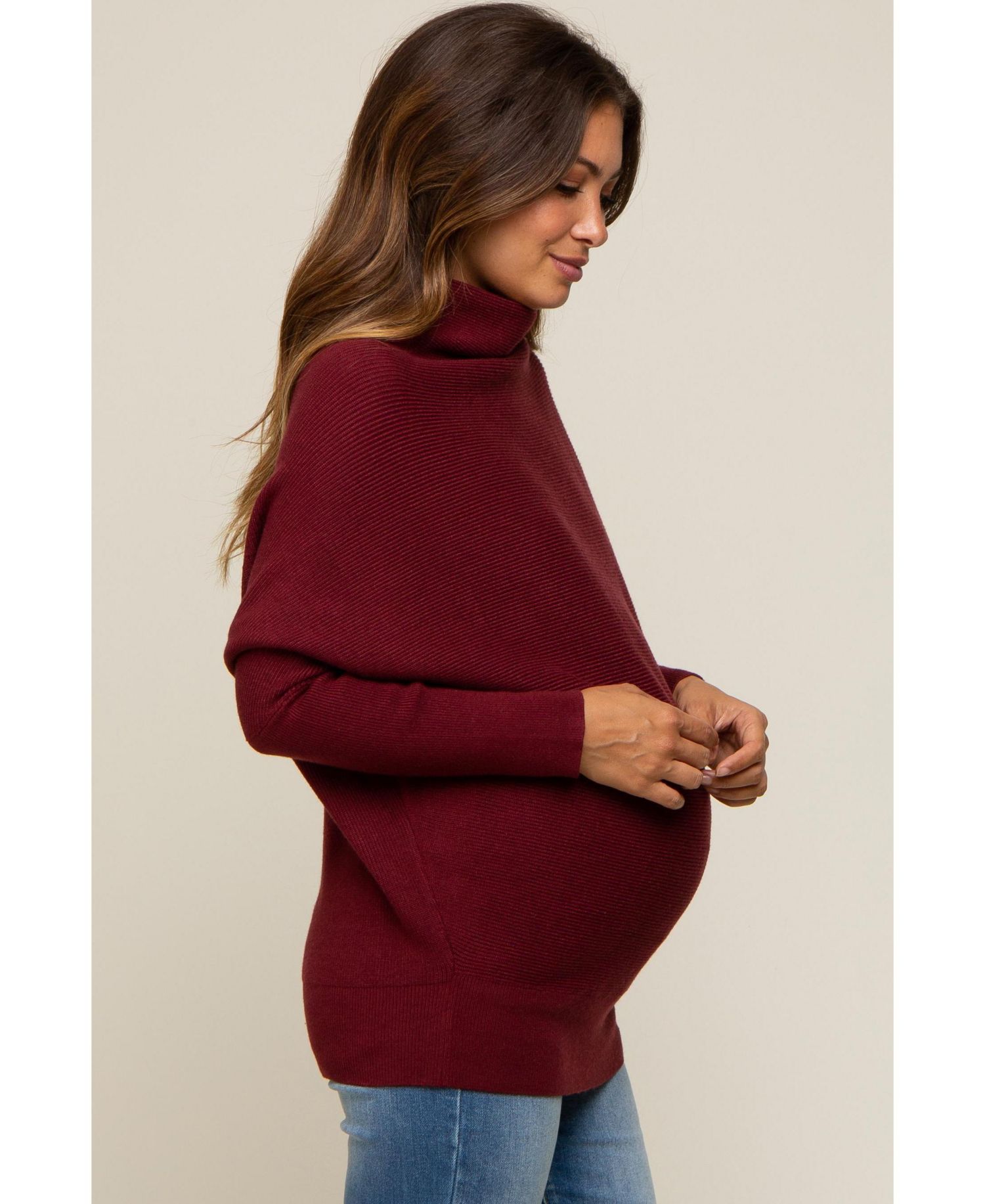 Women's Forest Green Funnel Neck Dolman Sleeve Sweater