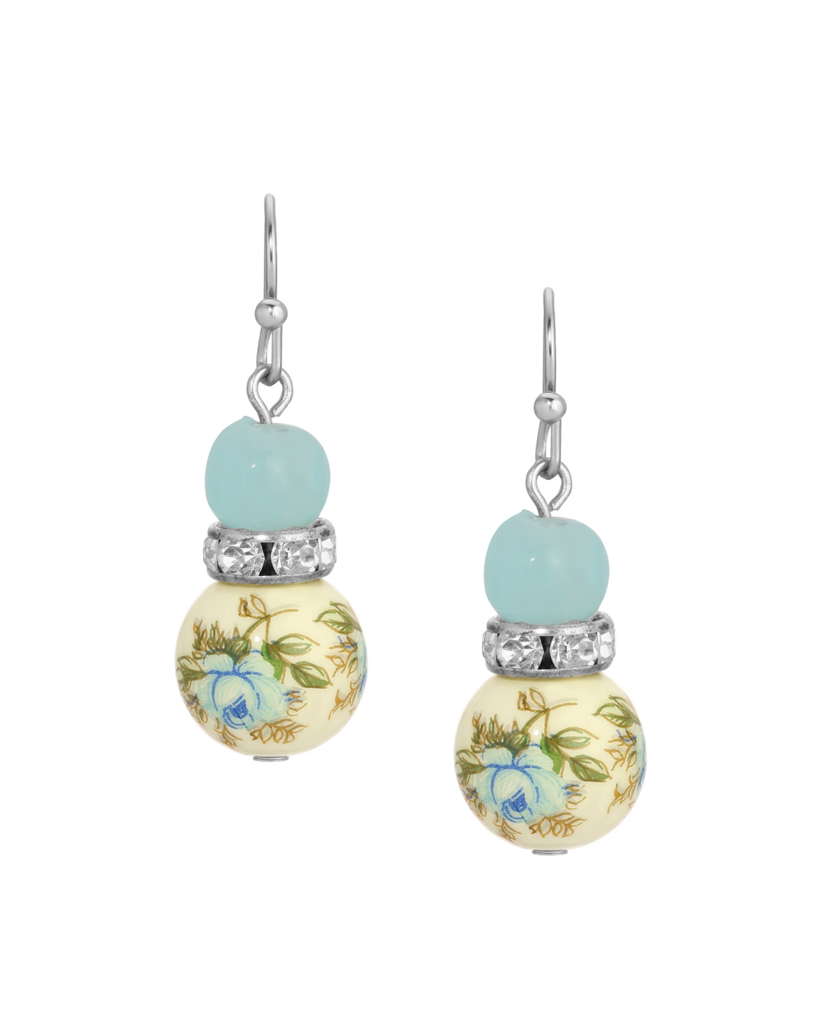 2028 Blue Rose Bead Drop Earrings In Blue