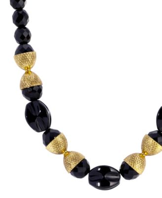 Gold-tone Jet Bead Necklace