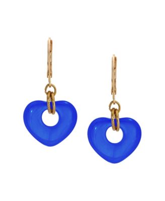 Gold Tone Heart Drop Leverback Earrings
