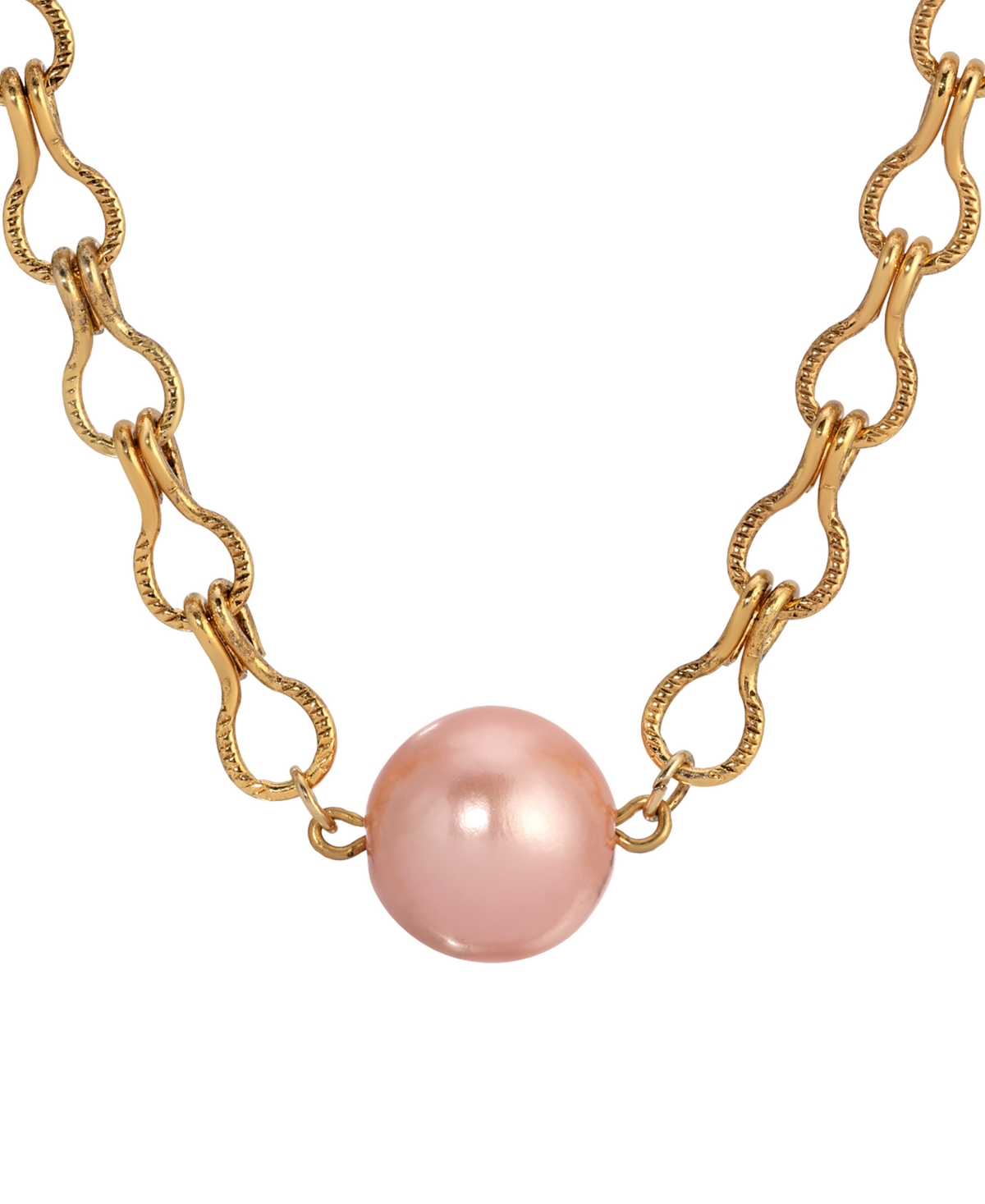 2028 Gold Tone Peach Cultivated Pearl Bead Necklace In Sand