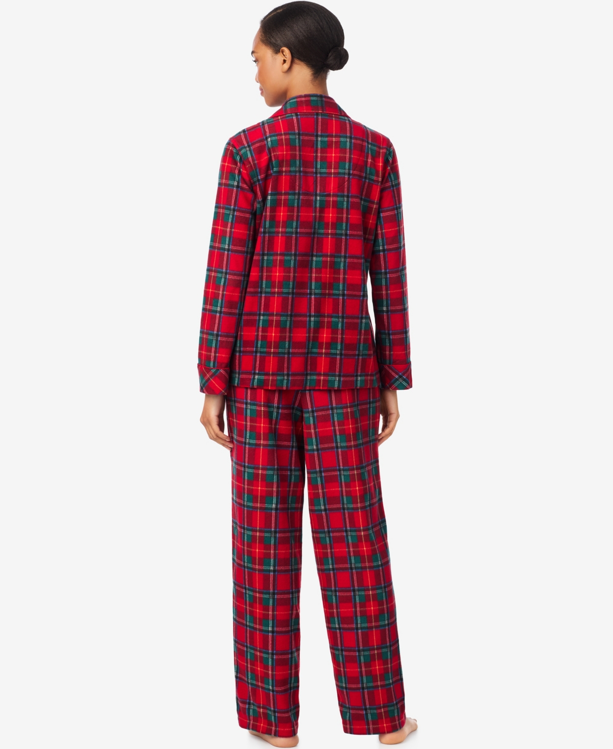 Ralph Lauren Women's Long Sleeves Notch Collar Pajama Set In Red