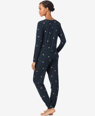 Women's Long Sleeves Henley Jogger Pajama Set