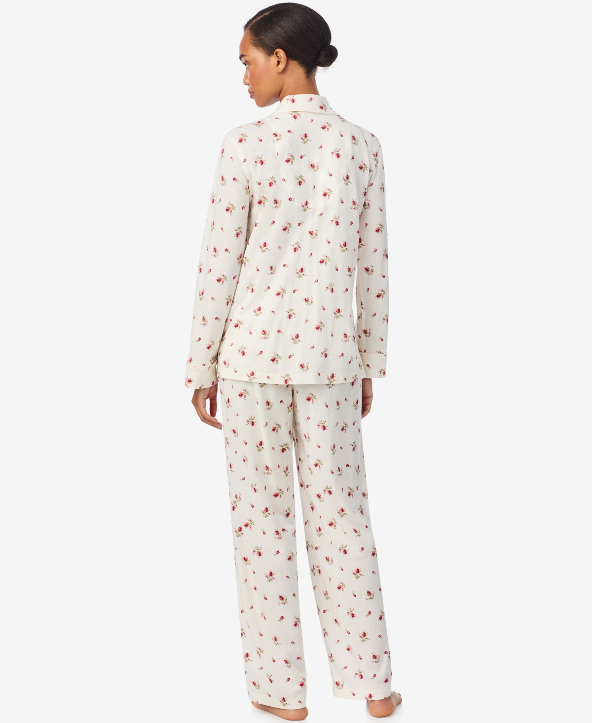 Ralph Lauren Women's Long Sleeves Notch Collar Pajama Set In White