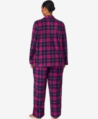 Plus Size Long Sleeves Notch Collar Pajama Set