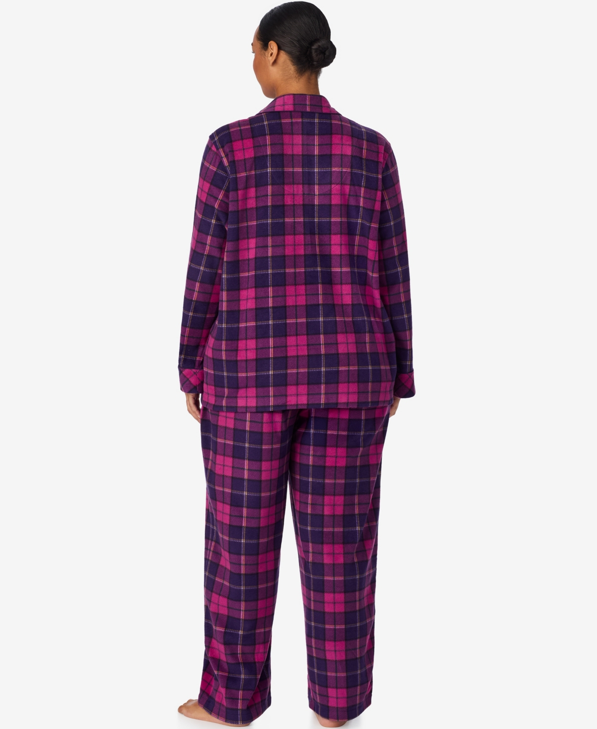 Ralph Lauren Plus Size Long Sleeves Notch Collar Pajama Set In Purple