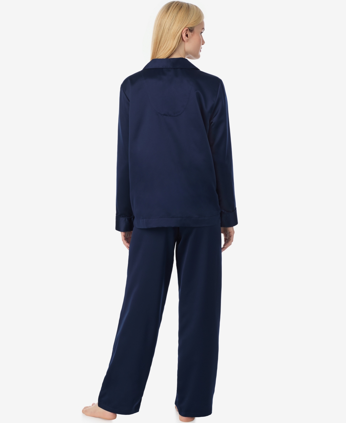 Ralph Lauren Women's Long Sleeves Notch Collar Pajama Set In Blue