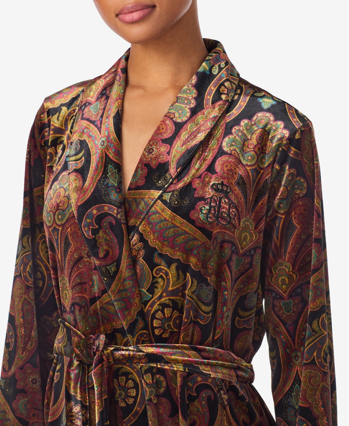 Ralph Lauren Women's Long Sleeves Shawl Collar Robe In Brown
