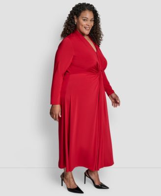 Plus Size Long Sleeve O-Ring Maxi Dress