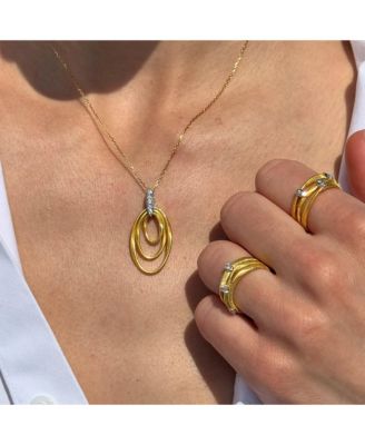 Suzy Levian Golden Helix Sterling Silver Cubic Zirconia Coil Three Row Triple Oval Ring