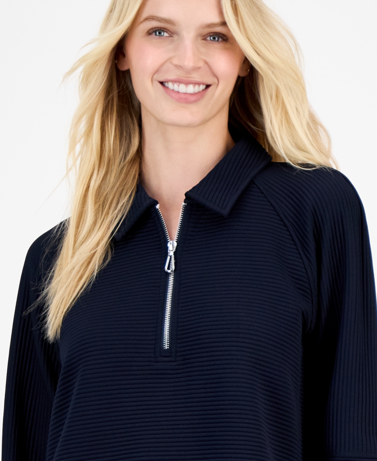 Nautica Jeans Women's Quarter Zip Ottoman Sweatshirt In Black